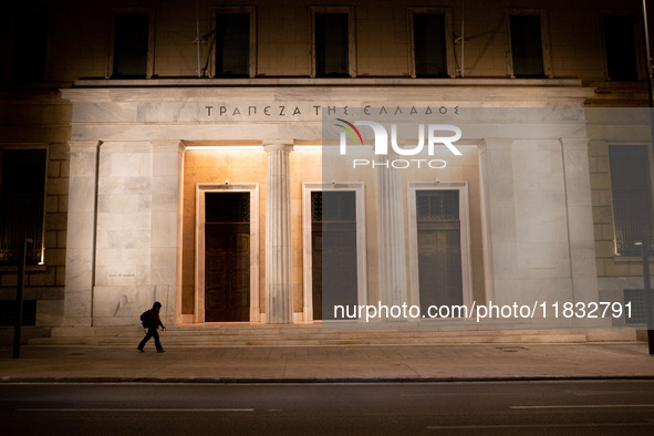 A general view of the Bank of Greece in Athens, Greece, on December 3, 2024. 