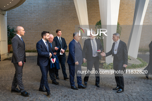 Hungary's Prime Minister Viktor Orban arrives for a meeting with Pope Francis at The Vatican, on December 4, 2024. 