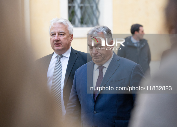 Hungary's Prime Minister Viktor Orban arrives for a meeting with Pope Francis at The Vatican, on December 4, 2024. 