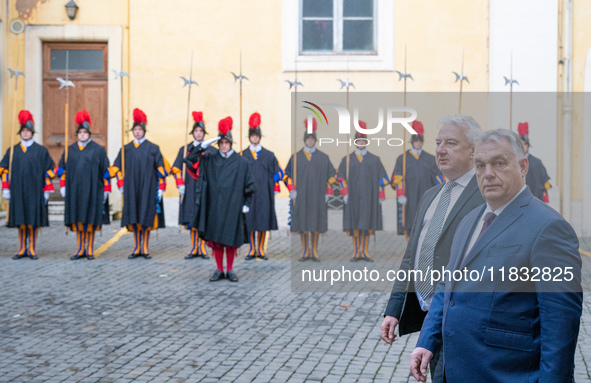 Hungary's Prime Minister Viktor Orban arrives for a meeting with Pope Francis at The Vatican, on December 4, 2024. 