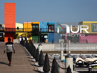 A view of the BoxPark in Doha, Qatar on December 3, 2024. (