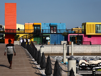 A view of the BoxPark in Doha, Qatar on December 3, 2024. (