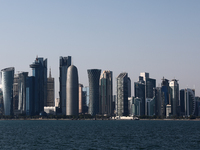 A view of the city and Doha Bay in Doha, Qatar on December 3, 2024. (