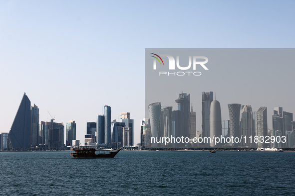 A view of the city and Doha Bay in Doha, Qatar on December 3, 2024. 