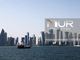 A view of the city and Doha Bay in Doha, Qatar on December 3, 2024. (