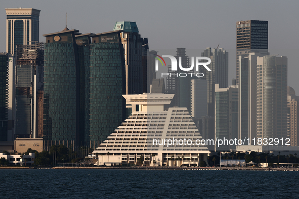 A view of the Sheraton Grand Doha Resort & Convention Hotel in Doha, Qatar on December 3, 2024. 