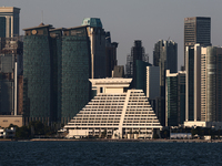 A view of the Sheraton Grand Doha Resort & Convention Hotel in Doha, Qatar on December 3, 2024. (