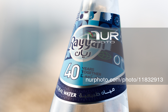 Bottle of Rayyan water is seen in this illustration photo taken in Doha, Qatar on December 3, 2024. 