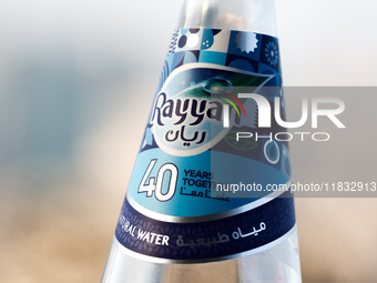 Bottle of Rayyan water is seen in this illustration photo taken in Doha, Qatar on December 3, 2024. (