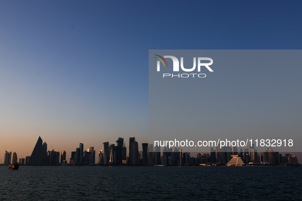 A view of the city and Doha Bay in Doha, Qatar on December 3, 2024. 