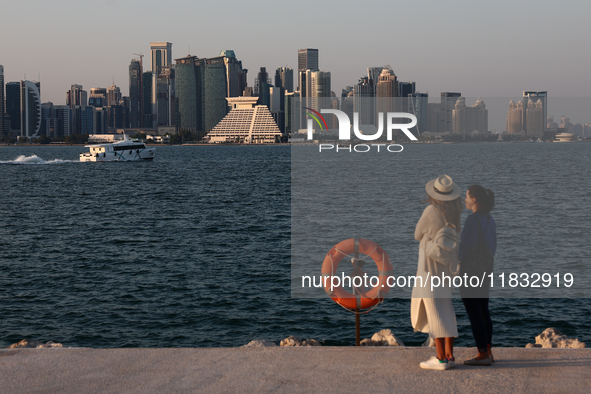 A view of the city and Doha Bay in Doha, Qatar on December 3, 2024. 