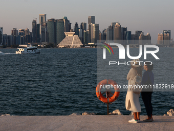 A view of the city and Doha Bay in Doha, Qatar on December 3, 2024. (