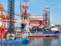 Multi-type offshore equipment and special ships are under construction at CIMC Raffles' Yantai construction base in Yantai, China, on Decemb...