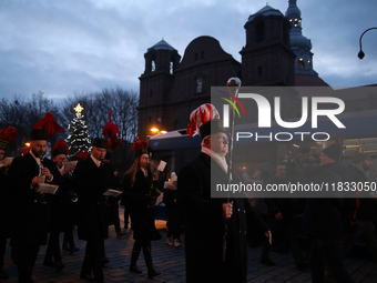 In Nikiszowiec, Poland, on December 4, 2024, the miners' orchestra walks through the streets of the city, traditionally waking up residents...