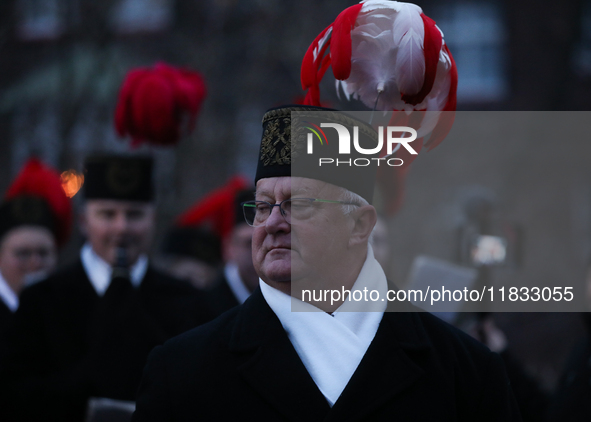 In Nikiszowiec, Poland, on December 4, 2024, the miners' orchestra walks through the streets of the city, traditionally waking up residents...