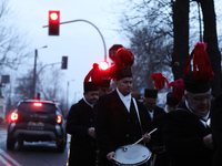 In Nikiszowiec, Poland, on December 4, 2024, the miners' orchestra walks through the streets of the city, traditionally waking up residents...