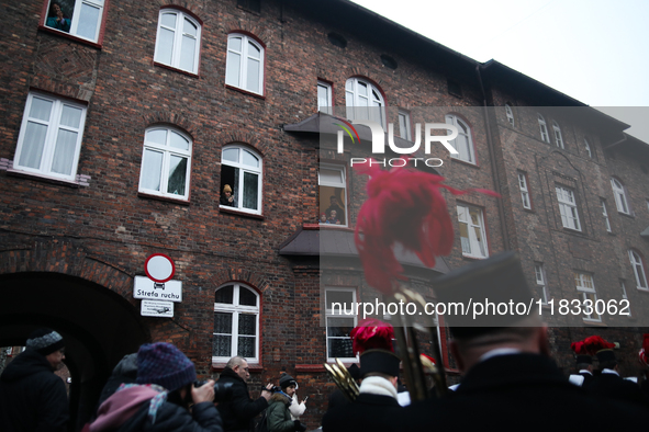 In Nikiszowiec, Poland, on December 4, 2024, the miners' orchestra walks through the streets of the city, traditionally waking up residents...