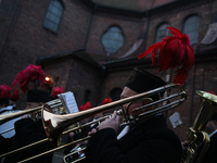 In Nikiszowiec, Poland, on December 4, 2024, the miners' orchestra walks through the streets of the city, traditionally waking up residents...