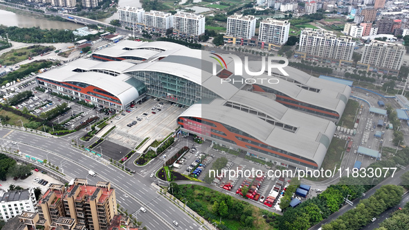 An aerial view shows the Straits Automobile Culture Square in Fuzhou, East China, on December 4, 2024. 