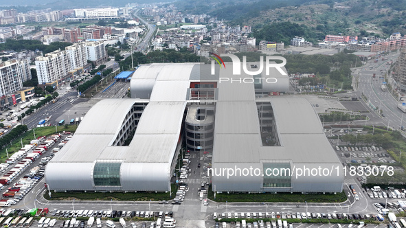 An aerial view shows the Straits Automobile Culture Square in Fuzhou, East China, on December 4, 2024. 