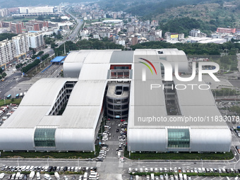 An aerial view shows the Straits Automobile Culture Square in Fuzhou, East China, on December 4, 2024. (