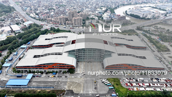 An aerial view shows the Straits Automobile Culture Square in Fuzhou, East China, on December 4, 2024. 