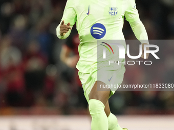 Alejandro Balde left-back of Barcelona and Spain during the La Liga match between RCD Mallorca and FC Barcelona at Estadi de Son Moix on Dec...