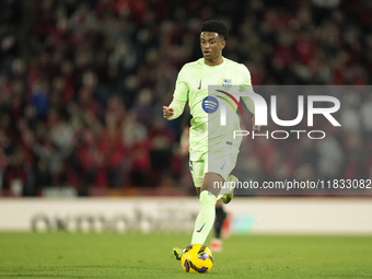 Alejandro Balde left-back of Barcelona and Spain during the La Liga match between RCD Mallorca and FC Barcelona at Estadi de Son Moix on Dec...