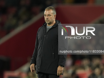 Hansi Flick head coach of Barcelona during the La Liga match between RCD Mallorca and FC Barcelona at Estadi de Son Moix on December 3, 2024...