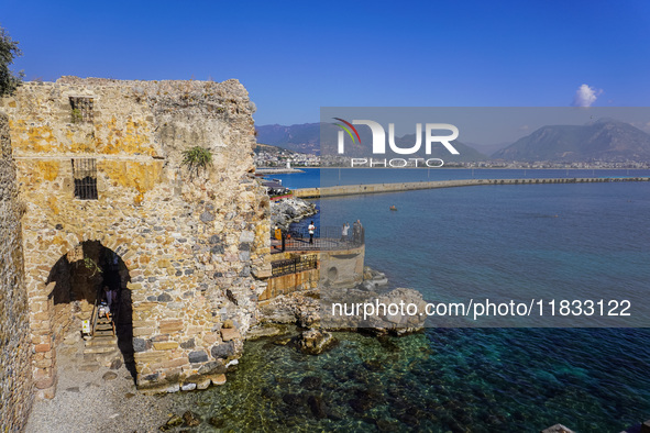 Remains of the old city walls of Alanya Kalesi are seen in Alanya, Antalya, Turkey, on November 5, 2024 