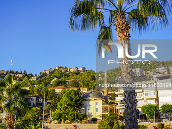 Alanya Kalesi and the old town walls are seen in Alanya, Antalya, Turkey, on November 6, 2024. (