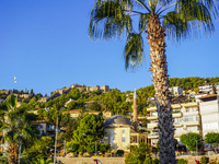 Alanya Kalesi and the old town walls are seen in Alanya, Antalya, Turkey, on November 6, 2024. (