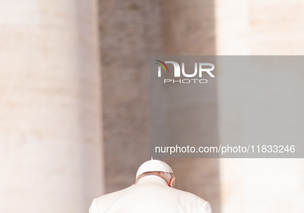 Pope Francis holds a weekly General Audience in St. Peter's Square in Vatican City, Vatican, on December 4, 2024. 