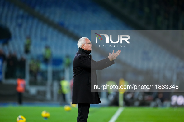 Claudio Ranieri head coach of AS Roma gestures during the Serie A Enilive match between AS Roma and Atalanta BC at Stadio Olimpico on Decemb...