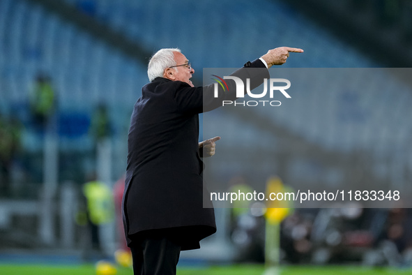 Claudio Ranieri head coach of AS Roma gestures during the Serie A Enilive match between AS Roma and Atalanta BC at Stadio Olimpico on Decemb...