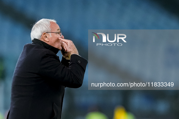 Claudio Ranieri head coach of AS Roma gestures during the Serie A Enilive match between AS Roma and Atalanta BC at Stadio Olimpico on Decemb...