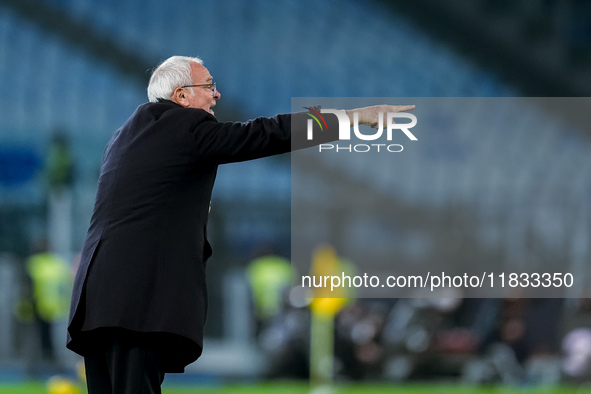 Claudio Ranieri head coach of AS Roma gestures during the Serie A Enilive match between AS Roma and Atalanta BC at Stadio Olimpico on Decemb...