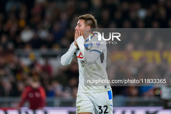 Mateo Retegui of Atalanta BC looks dejected during the Serie A Enilive match between AS Roma and Atalanta BC at Stadio Olimpico on December...