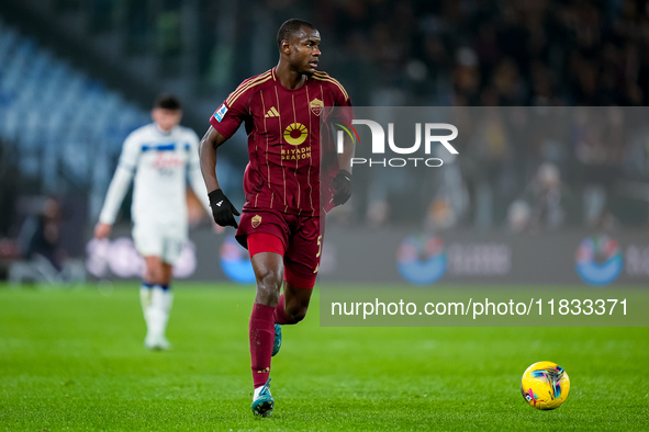 Evan Ndicka of AS Roma during the Serie A Enilive match between AS Roma and Atalanta BC at Stadio Olimpico on December 02, 2024 in Rome, Ita...