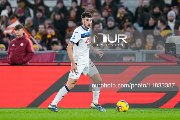 Matteo Ruggeri of Atalanta BC during the Serie A Enilive match between AS Roma and Atalanta BC at Stadio Olimpico on December 02, 2024 in Ro...