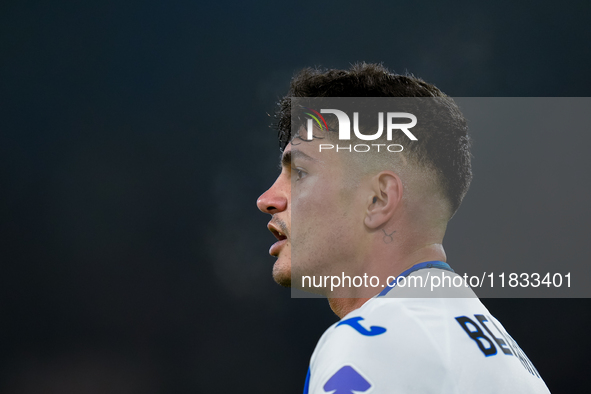 Raoul Bellanova of Atalanta BC looks on during the Serie A Enilive match between AS Roma and Atalanta BC at Stadio Olimpico on December 02,...