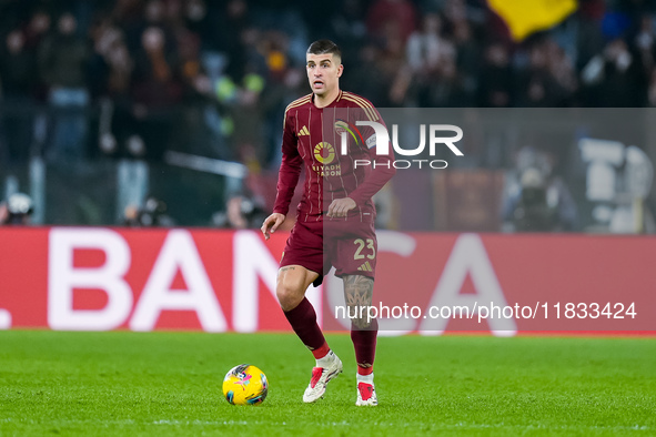 Gianluca Mancini of AS Roma during the Serie A Enilive match between AS Roma and Atalanta BC at Stadio Olimpico on December 02, 2024 in Rome...