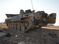 Rebels In Northwest Syria Seized Military Vehicles Belonging To The Regime Along The Route Toward Kweris Airport In The Eastern Countryside...