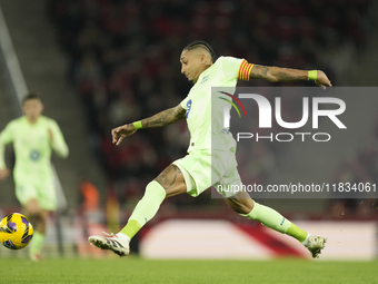 Raphinha right winger of Barcelona and Brazil controls the ball during the La Liga match between RCD Mallorca and FC Barcelona at Estadi de...