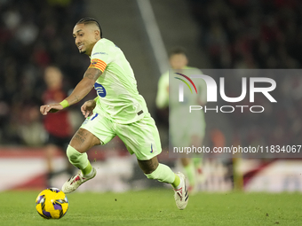 Raphinha right winger of Barcelona and Brazil controls the ball during the La Liga match between RCD Mallorca and FC Barcelona at Estadi de...