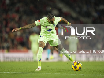 Raphinha right winger of Barcelona and Brazil controls the ball during the La Liga match between RCD Mallorca and FC Barcelona at Estadi de...