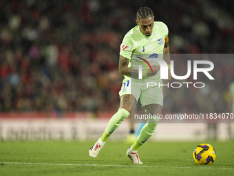 Raphinha right winger of Barcelona and Brazil controls the ball during the La Liga match between RCD Mallorca and FC Barcelona at Estadi de...