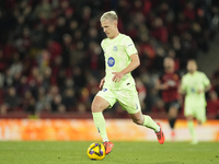 Dani Olmo attacking midfield of Barcelona and Spain controls the ball during the La Liga match between RCD Mallorca and FC Barcelona at Esta...