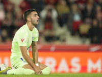 Ferran Torres left winger of Barcelona and Spain lament a failed occasion during the La Liga match between RCD Mallorca and FC Barcelona at...