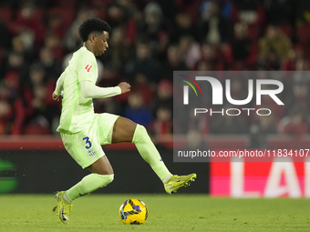 Alejandro Balde left-back of Barcelona and Spain during the La Liga match between RCD Mallorca and FC Barcelona at Estadi de Son Moix on Dec...